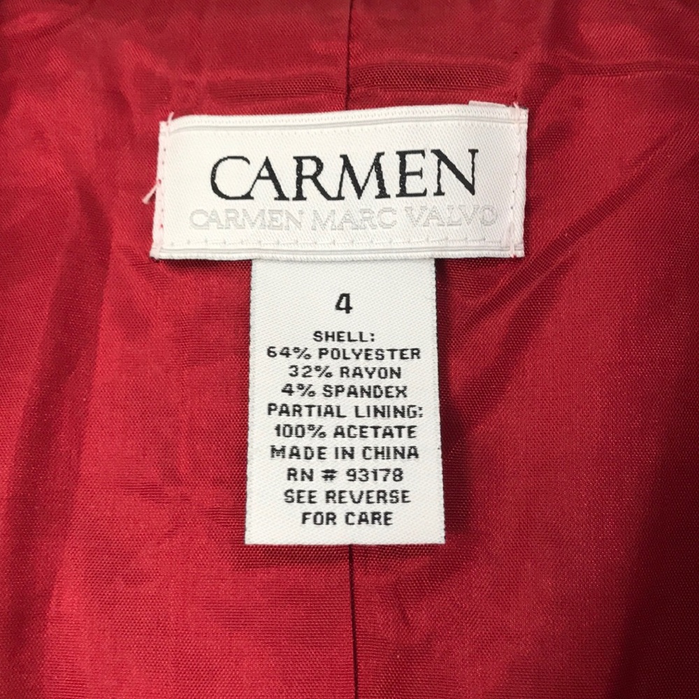 CARMEN MARC VALVO Red Long Blazer - Picture 4 of 8